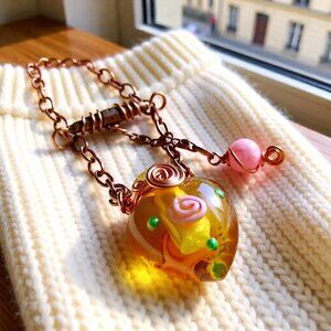 Happy Heart Bottle Necklace - Wish Bottle - Spell Bottle - Cremains Ashes Hair